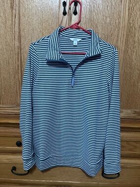 NWOT Croft & Barrow Striped Quarter-Zip Pullover - Blue & White Small